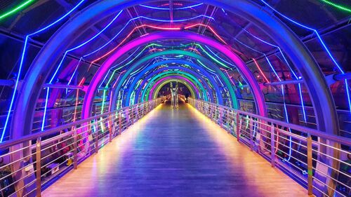LED strip tunnel at 35C3, Leipzig, Germany